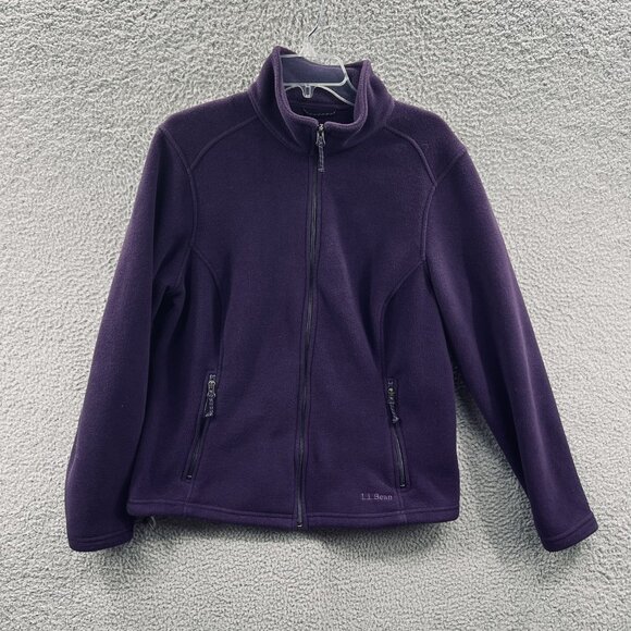 LL Bean Jacket Womens Large Purple Full Zip Polartec Fleece Outdoor‎ Minimalist - Picture 1 of 10